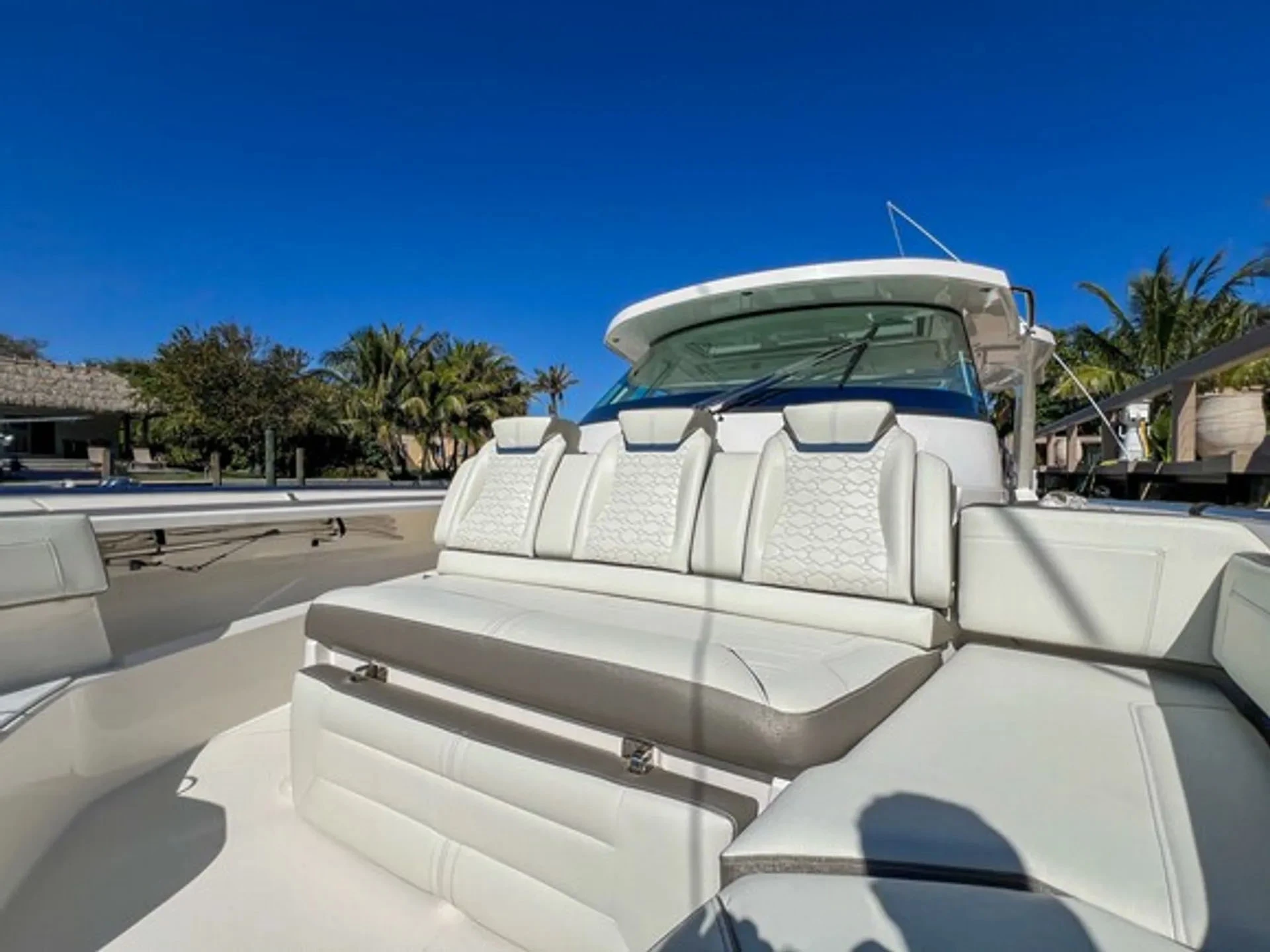 Front seating area of 12 person boat rental boat rentals Florida WEST PALM BEACH Florida  TIARA 43LS Open 2024 43 