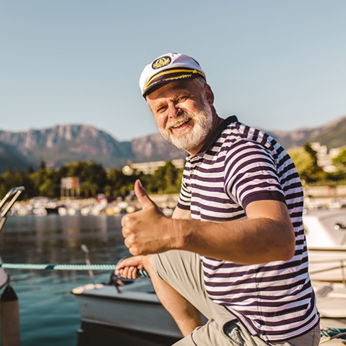 Boat owner giving thumbs up